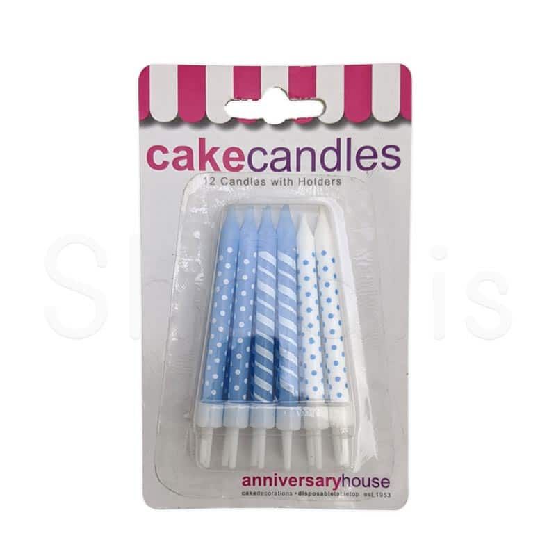 Cake Candles With Holder 12 Pieces - Shaalis.com