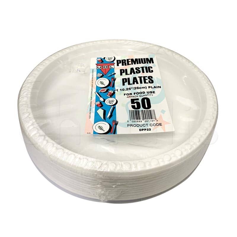 Premium Plastic Plates Plain 50 pieces - Shaalis.com